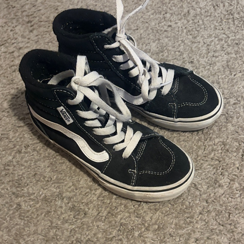 Vans Kids Black and White High-Top Skate Sneakers